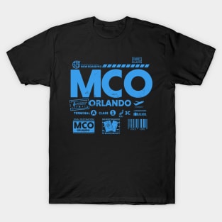 Vintage Orlando MCO Airport Code Travel Day Retro Travel Tag T-Shirt